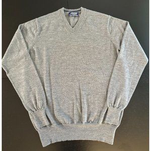Jeremy Argyle Merino Wool Sweater‎ Mens Size L Gray Long Sleeve Knit V-Neck NYC